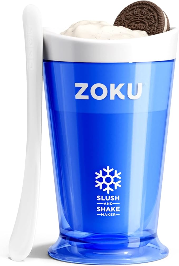 ZOKU Original Slush and Shake Maker, Compact Make and Serve Cup with Freezer Core Creates Single-Serving Smoothies, Slushies and Milkshakes in Minutes, BPA-free, Blue
