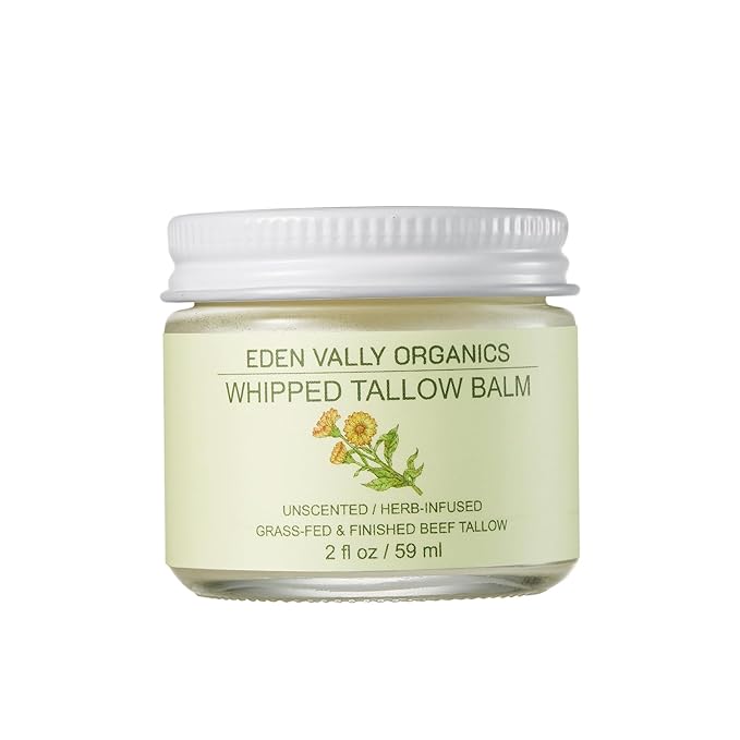 Handcraft Beef Tallow Balm For Skin/Face/Body, Herb-infused Tallow Moisturizer, Organic Unscented Skincare for Eczema, Rosacea - 2 fl oz
