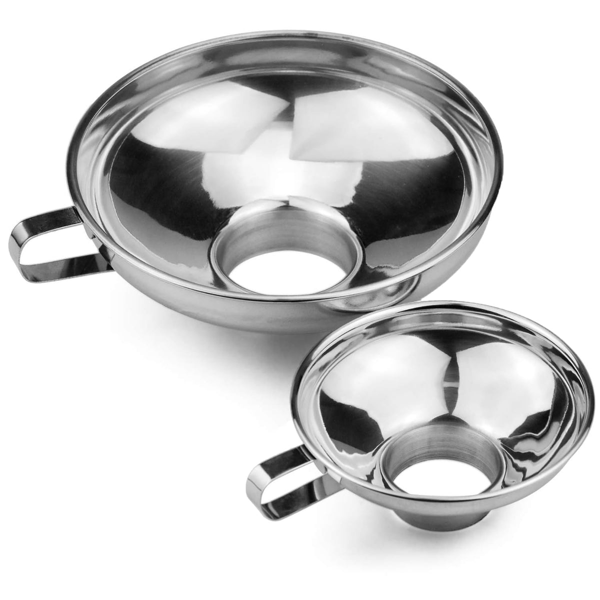 Stainless Steel Food Canning Funnels for Kitchen Use,2pcs Wide Mouth Funnel for Regular Mason Jar,Large Canning Supplies Kit for Filling Bottle