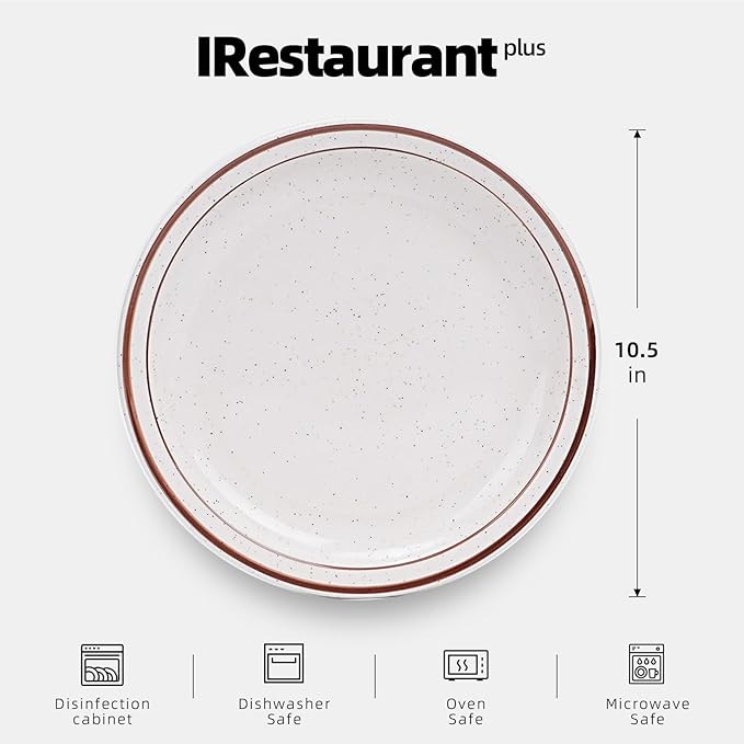 Stoneware Narrow Rim Brown Speckle, Plate 10.5", Case of 12