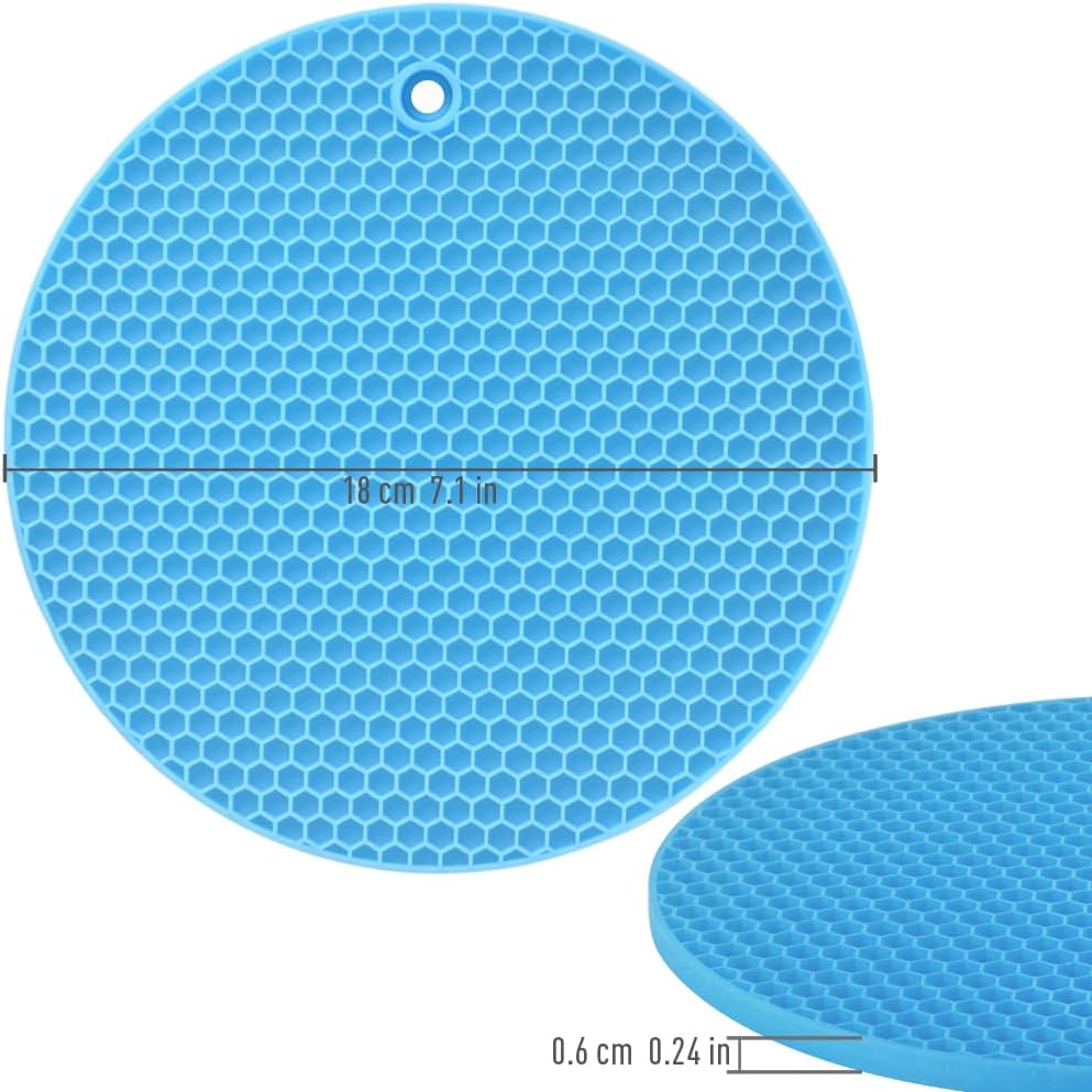 homEdge Silicone Trivets Mat, 6 Packs Multipurpose Non Slip Heat Resistant Pot Holder-Blue