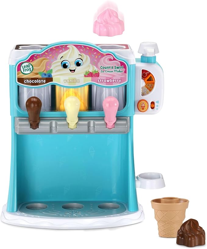 LeapFrog Count and Swirl Ice Cream Maker Playset for Kids Ages 2 Years and up, Blue