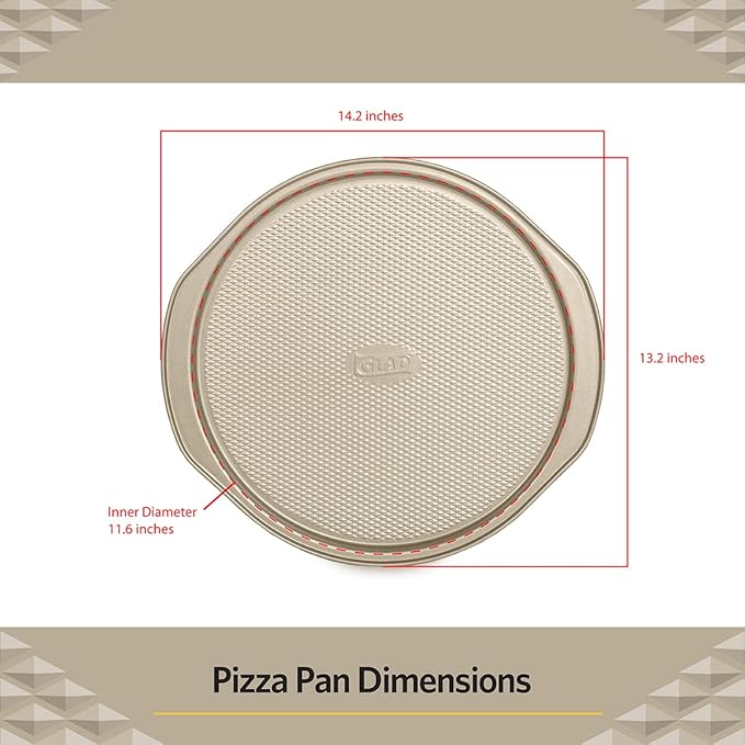 Glad Nonstick Large Pizza Pan for Oven | Round Baking Tray | Textured Cooking Sheet Crisper | Premium Bakeware Series for Home Kitchen