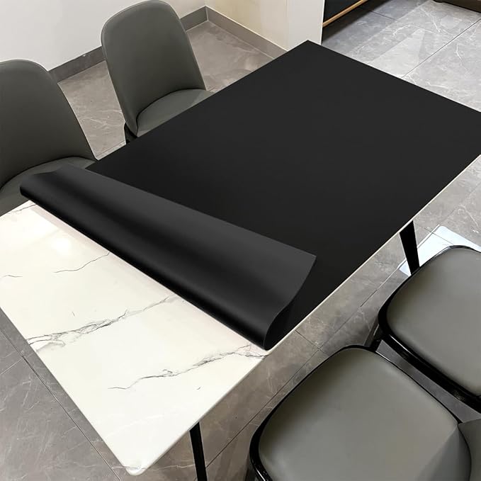 Leather Table Pad,1.8mm Thick,40x90 Inch,Dining Table Pad,Table Pads for Dining Room Table Rectangular,Table Protector for Dining Room Table,Table Top Protector(Black+Black,40x90)