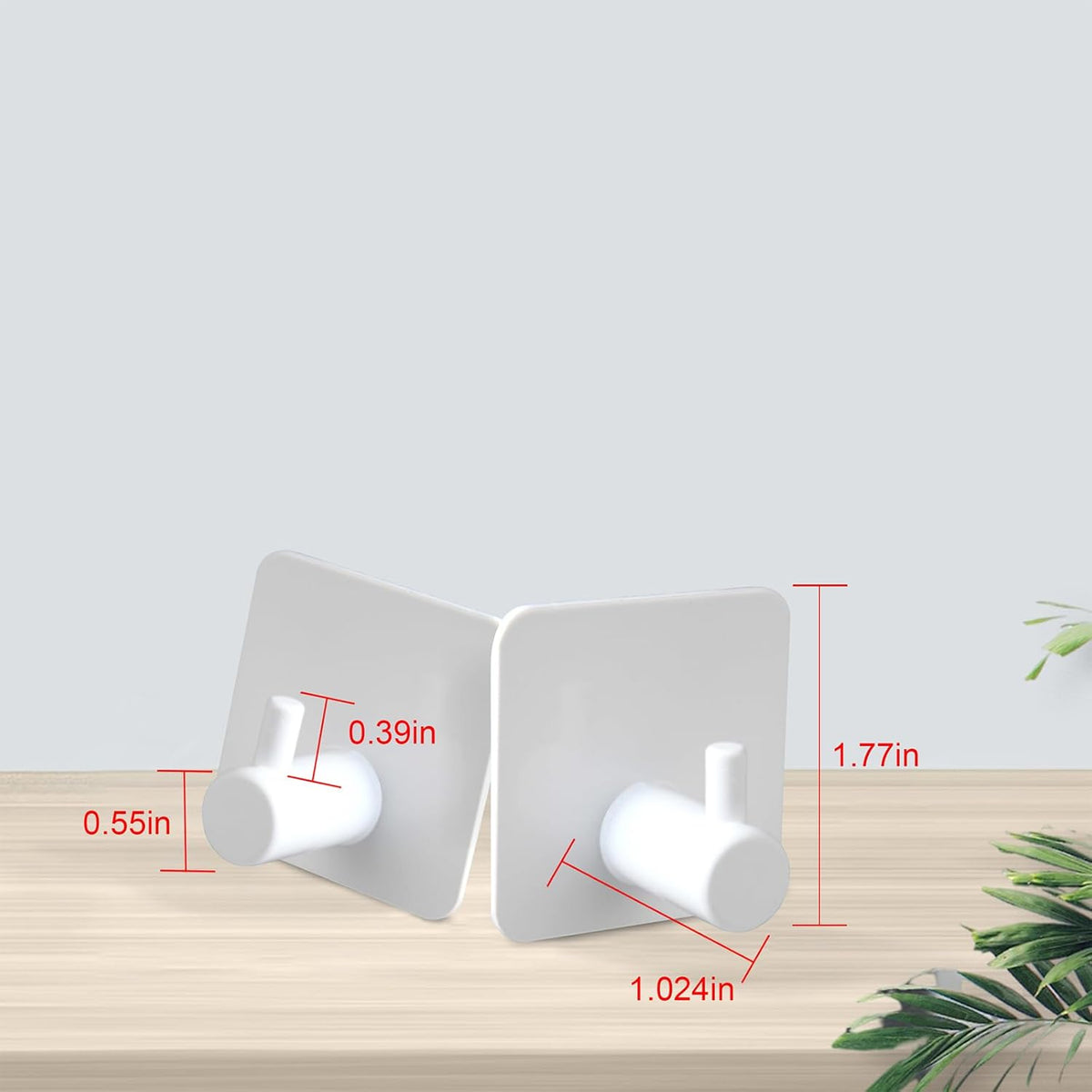 Aluminum Wall Hooks, No Drill Damage-Free Adhesive Hook, Product for Hanging Heavy Duty for Bathroom Kitchen Home (Single Square White Hook, 4)