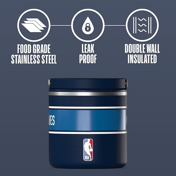 Hydrapeak x NBA Officially Licensed Minnesota Timberwolves 14oz Mini Kids Water Bottle with Straw Lid and Handle Reusable Stainless Steel Double Wall Insulated Spill Proof Sports Gift for Boys Girls