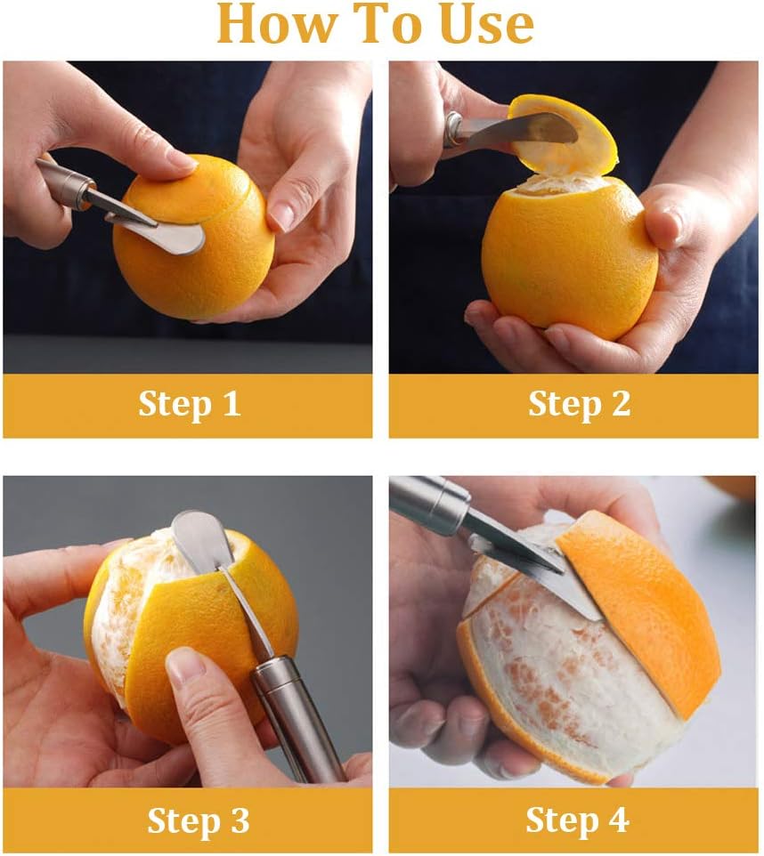 Orange Citrus Peelers Stainless Steel Slicer Cutter Peeler Remover Opener Humanized Design Curved Handle Fruit Tools Kitchen Gadget