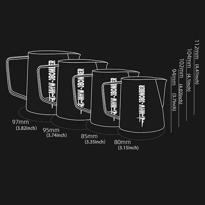 MHW-3BOMBER Espresso Steaming Pitcher Milk Frothing Pitcher Stainless Steel Milk Coffee Cappuccino Latte Art Barista Cup 20oz/600ml (Matte Black) P5033B-OS