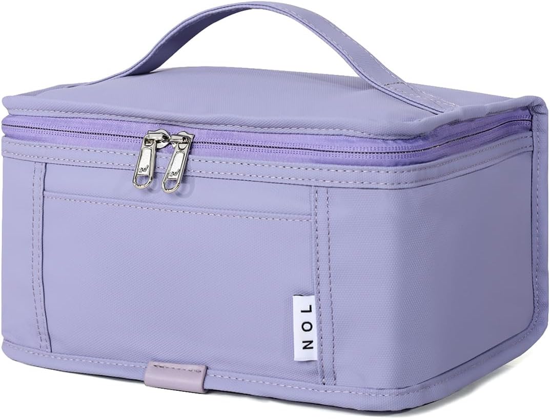 NOL Natural Organic Lifestyle Small Lunch Bag Mini Lunch Box Insulated Lunch Bag for Men/Women Leakproof Cooler Tote Bag Lightweight Nylon Waterproof Lunch Box For Work, Light purple