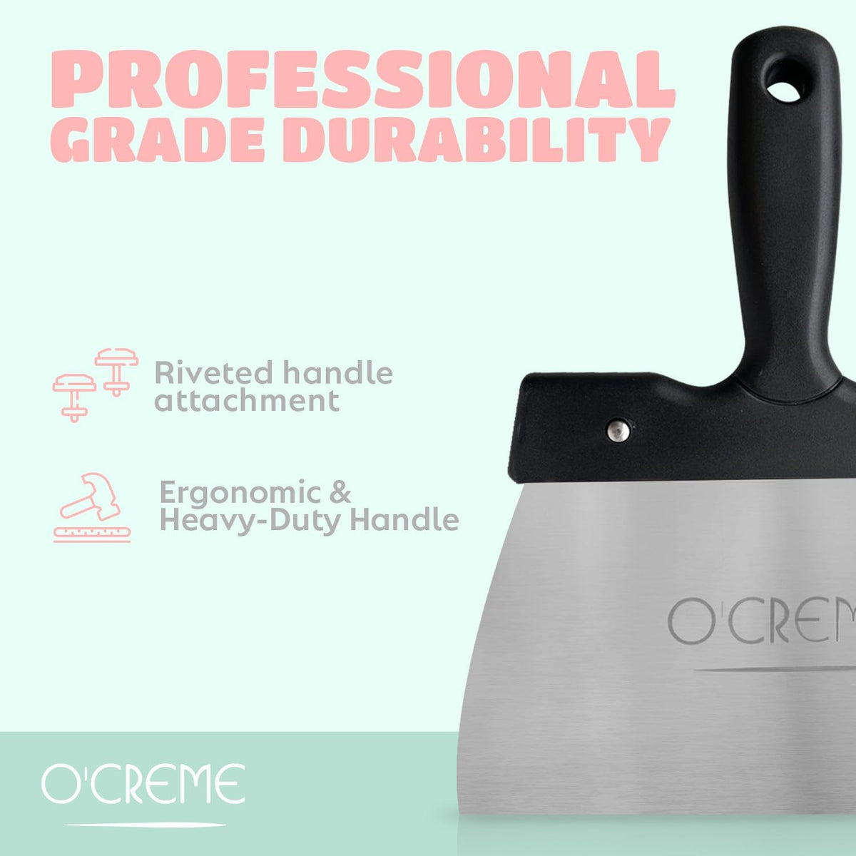 O'Creme Coating Spatula for Chocolate - Stainless Steel Chocolate Thermostat Spatula Dough Scraper (7.9 x 3.9 inch) – Heavy-Duty & Multipurpose Baking Tool, Cake Leveler, Icing Smoother