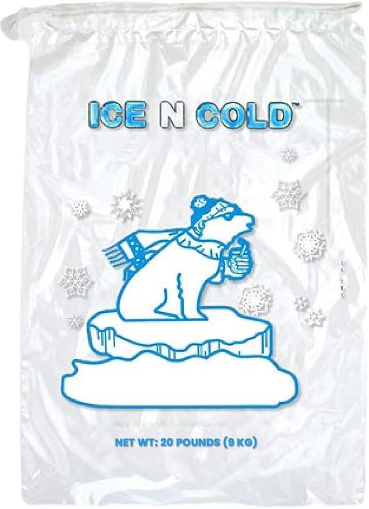 Ice Bags with Drawstring Closure | 20lb, 400ct/cs | 50 mic Thickness | Portable Storage and Freezer Keeper