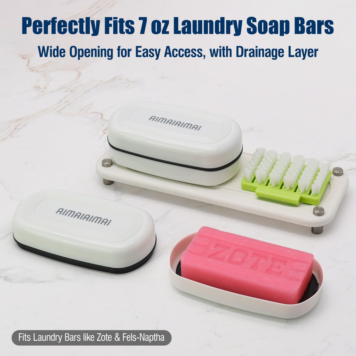 Shampoo Bar Holder Travel Case for Two Bars – Compatible with Kitsch Solid Shampoo & Conditioner Bars, Large Soap Container for Bathroom or Travel (1 Pack, White Style A-Large)