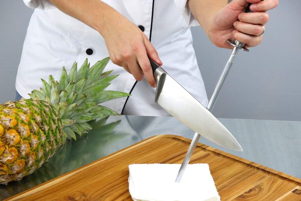 Professional Honing Steel 12”, Magnetized for Safety, No Rust, No Cheap Plastic! Noble’s Knife Sharpener Has an Oval Handle for a Firm Grip and is Built For Daily Use, Perfect for Chefs!