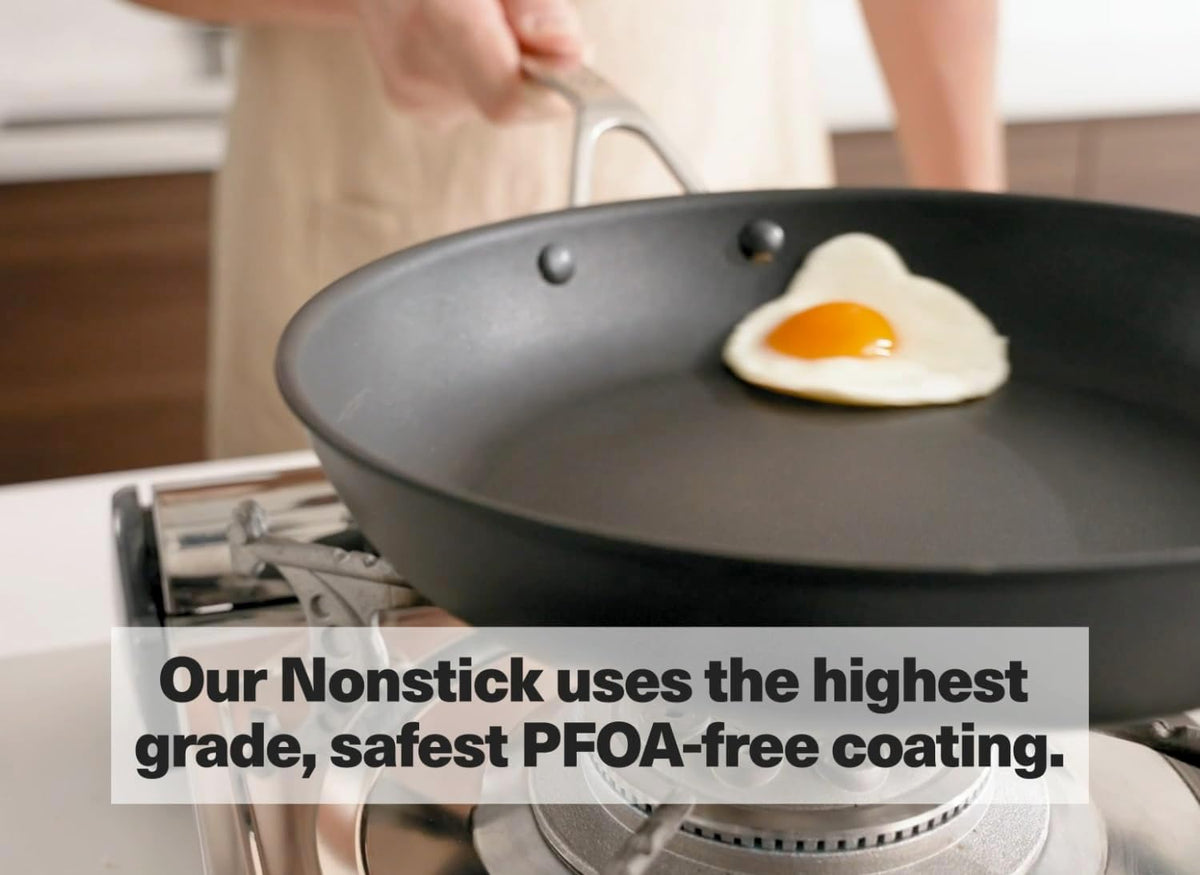 Misen Nonstick Frying Pan - Premium Skillet with PFOA-Free Coating - Ideal for Omelettes, Eggs, and Induction Cooking - Durable Aluminum Core, Warp-Resistant Design, and Oven-Safe to 450°F - 12"