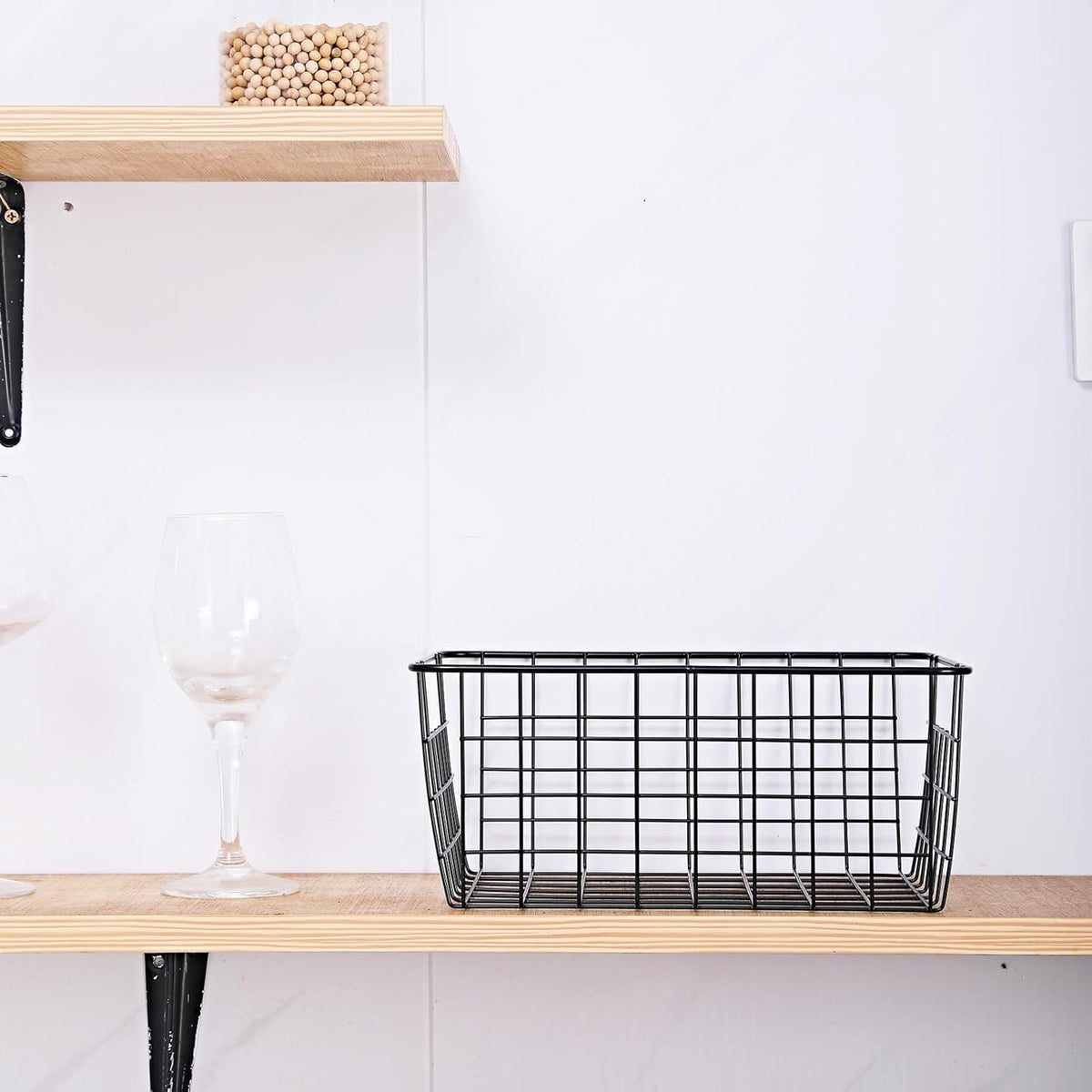 11" Upright Freezer Storage Baskets, Black Wire Storage Bins Small Bakset for Freezer, Pantry, Bathroom Organizing, Set of 4