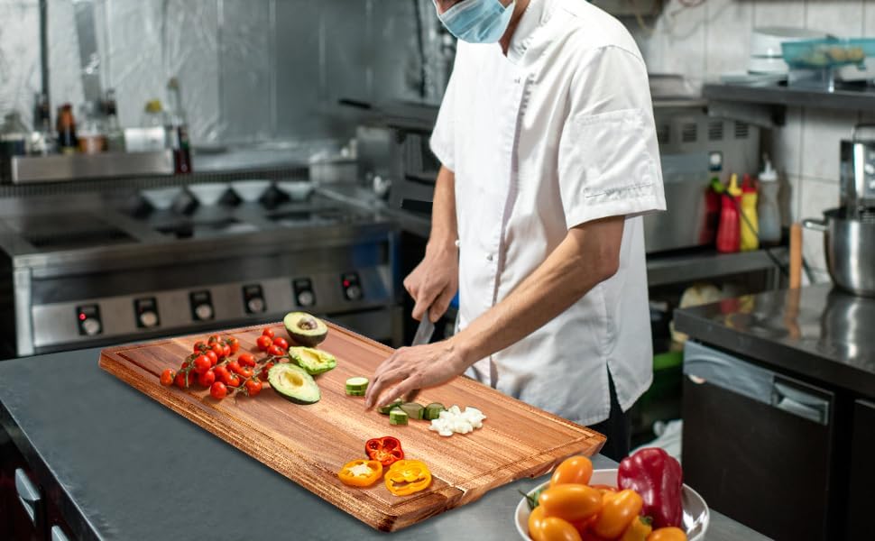 20" XL Extra Large Wooden Cutting Boards for Kitchen Charcuterie Boards Hardwood Solid Chopping Board Big Acacia Wood Cutting Board Meat Serving Cheese Board Thick Butcher Block Turkey Carving Board