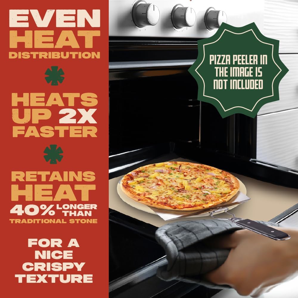 Concord Pizza Stone (2 Pack) with Cordierite Heatwell Technology. Pizza and Bread Baking, Grilling Stone. Durable and Safe (15" Round)