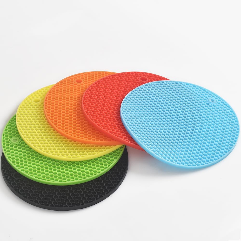 homEdge Silicone Trivets Mat, 6 Packs Multipurpose Non Slip Heat Resistant Pot Holder-Blue