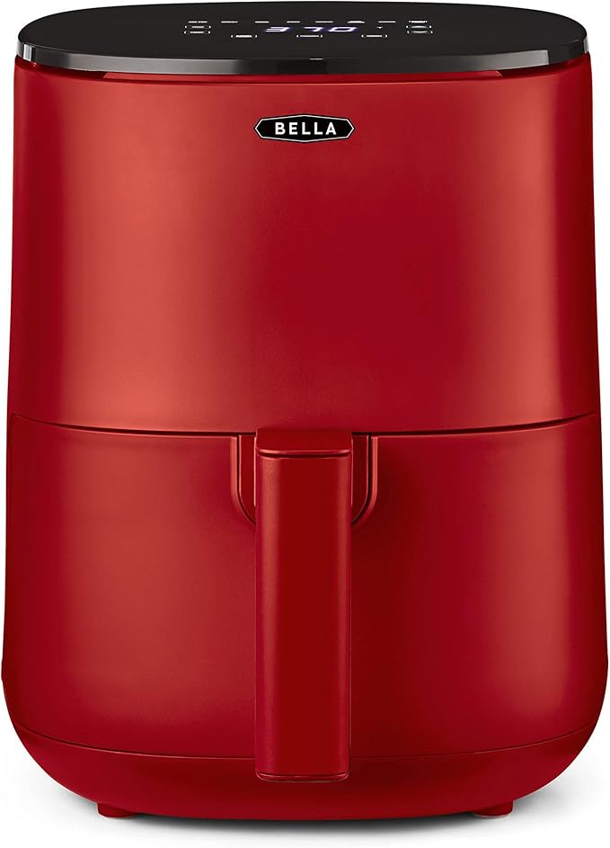 BELLA 3 Qt Touchscreen Air Fryer Oven and 5-in-1 Multicooker with Removable Nonstick Dishwasher Safe Crisping Tray and Basket, 1400 Watt Heating System, Matte Red