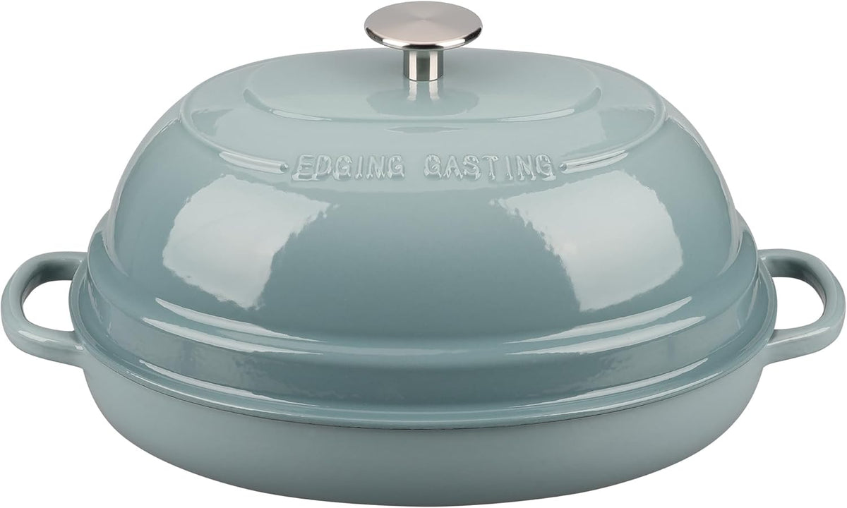 Enameled Oval Cast Iron Dutch Oven Pot with Lid, Bread Dutch Oven for Sourdough Bread Baking, 6QT, Seasalt