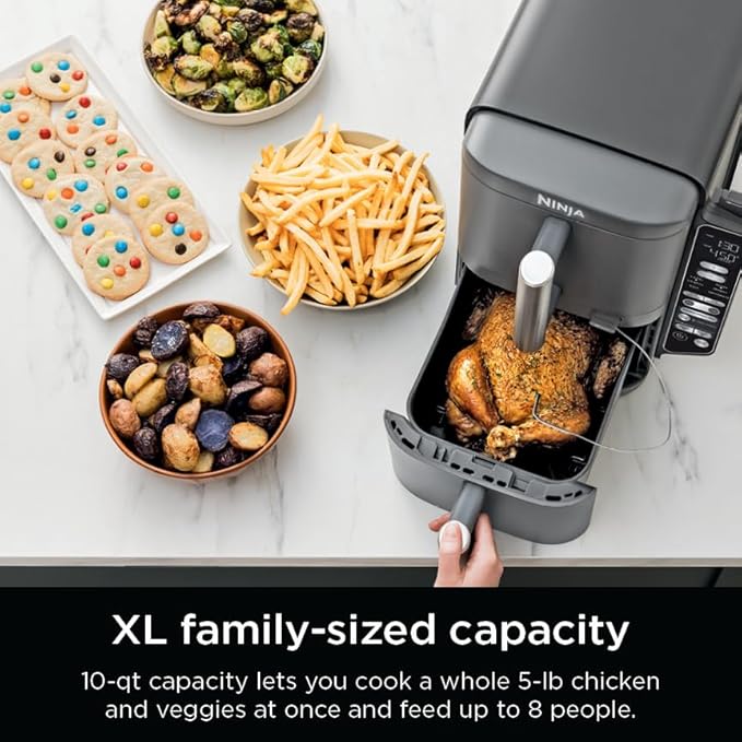 Ninja DoubleStack XL Smart 2-Basket Air Fryer, Smart Cook System, DoubleStack Technology Cook 4 Foods at Once, Space Saving Design, 10 QT, 6-in-1, Smart Finish & Match Cook, Air Fry, Broil, Bake SL451