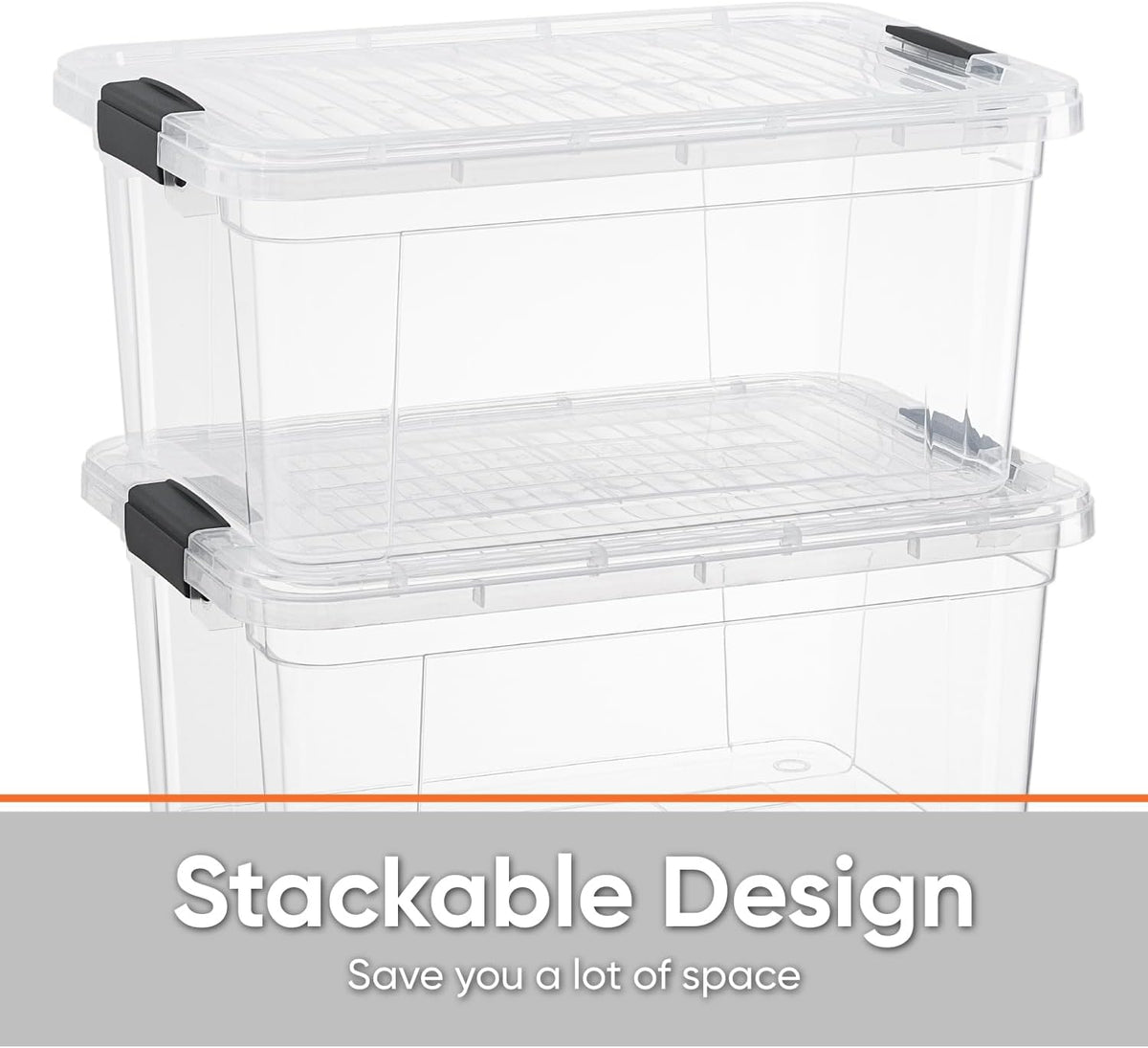Superio Clear Storage Boxes with Lids, 6.75 Quart Plastic Container Bins for Organizing, Stackable Crates, BPA Free, Non Toxic, Odor Free, Organizers for Home, Office, School, and Dorm