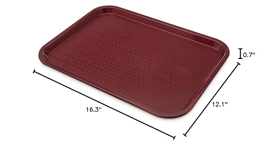 Carlisle FoodService Products CT121661 Café Standard Cafeteria / Fast Food Tray, 12" x 16", Burgundy