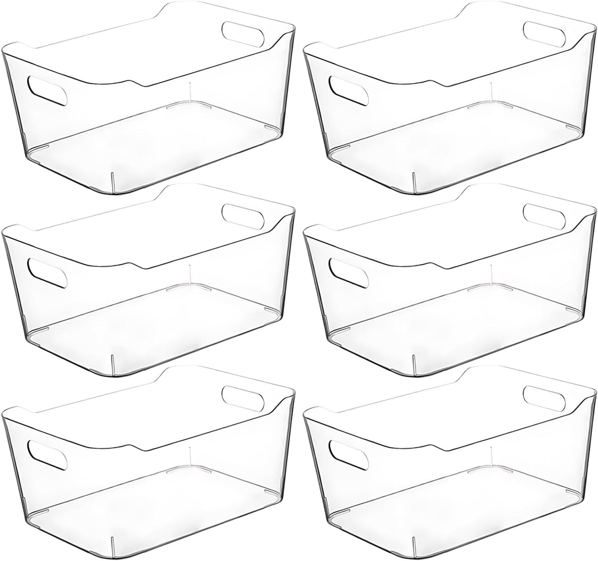 Clear Plastic Storage Bins, Perfect for Kitchen Organization or Pantry Organization and Storage, Medium Fridge Organizer Plastic Bins, Pantry Organization and Storage Bins, Cabinet Organizers