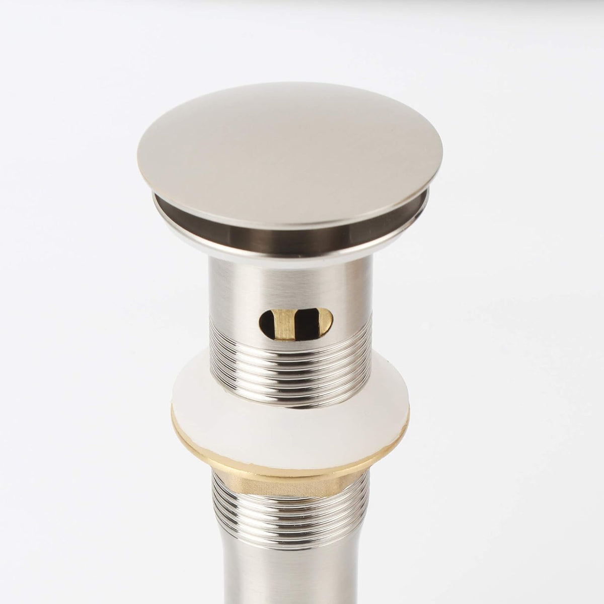 Brushed Nickel Pop Up Sink Drain with Overflow, Bathroom Faucet Vessel Sink Drain with Detachable Basket Stopper
