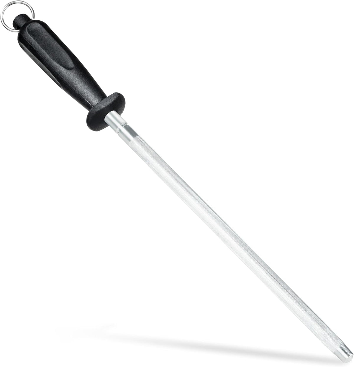 Knife Sharpener Rod, Kitchen Knives Sharpener Carbon Steel Professional Knife Sharpening Steel, Honing Rod with Hanging Holes (13 inches)