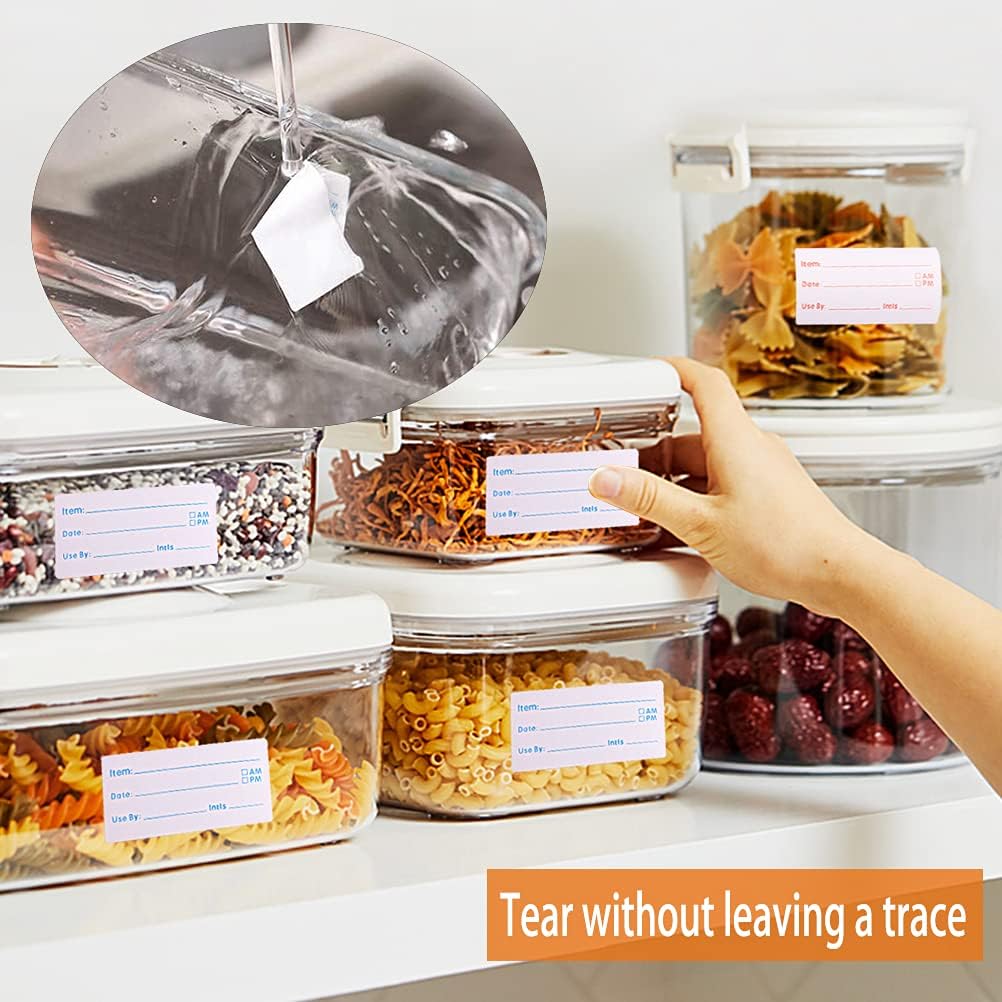 2 Rolls 1000 Pieces Removable Food Labels, 1 x 2 Inch Date Stickers for Freezer, Refrigerator Food Containers - Easy to Write On