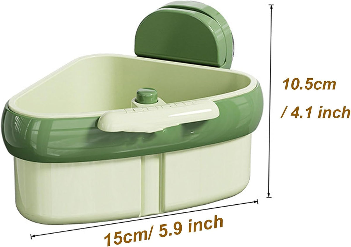 Suction Cup Sink Corner Rack, Triangular Sinks Basket Shelf, Automatic Dumping Corner Sink Strainer with Drain Hole, Food Waste Catcher (Yellow)