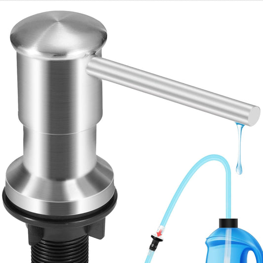 Yofidra Soap Dispenser for Kitchen Sink: Built in Sink Soap Dispenser Pump, Brushed Nickel Stainless Steel Sink Soap Dispenser with 47” Tube Kit Fit for Kitchen Bathroom in Counter