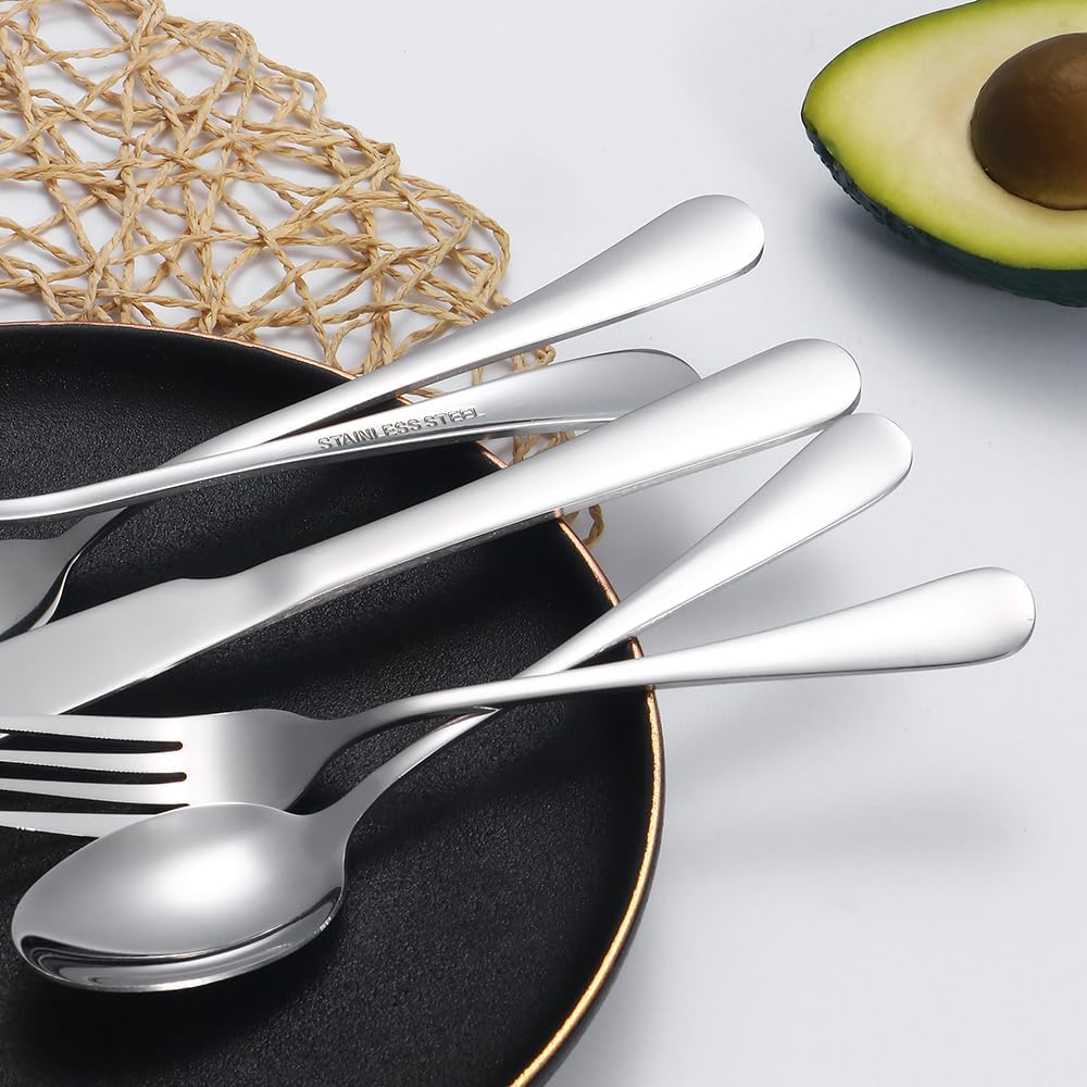 Flatware Set 30 Pcs Stainless Steel Utensil Sets Silverware Utensils for 6 People - Includes Forks Knives Spoons and Salad Forks - Dishwasher Safe Durable Tableware for Home Restaurant or Outdoor Use