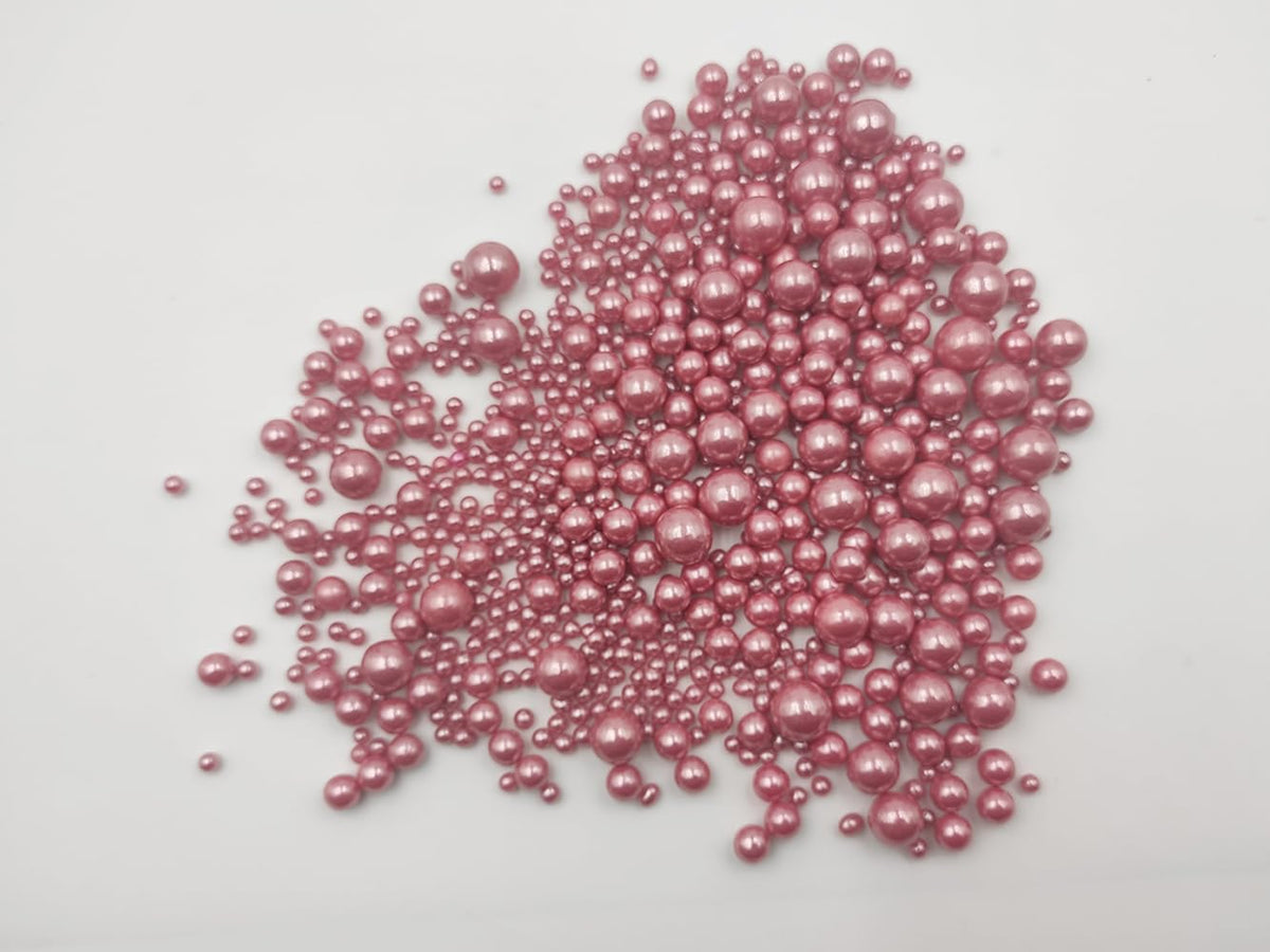 Edible Rose gold Pearls Sugar Sprinkles 120g/4.23 oz, Mix size Candy Pearl for Cake Decorating and Cupcake Toppers, Cookie Decorations Topping, Wedding Shower Party Valentines Halloween Christmas