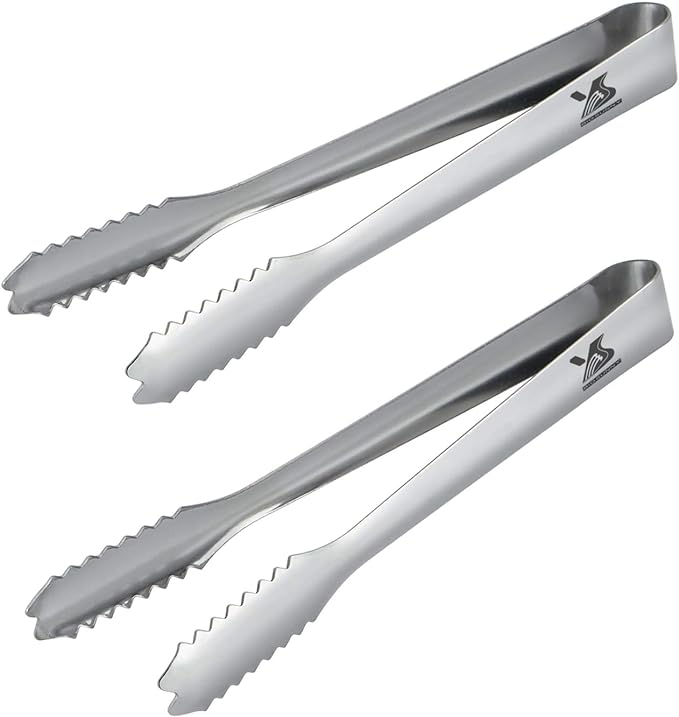 MSY BIGSUNNY Durable Stainless Steel Ice Tongs, 7 inch Sugar Cube Serving Tongs, Set of 2