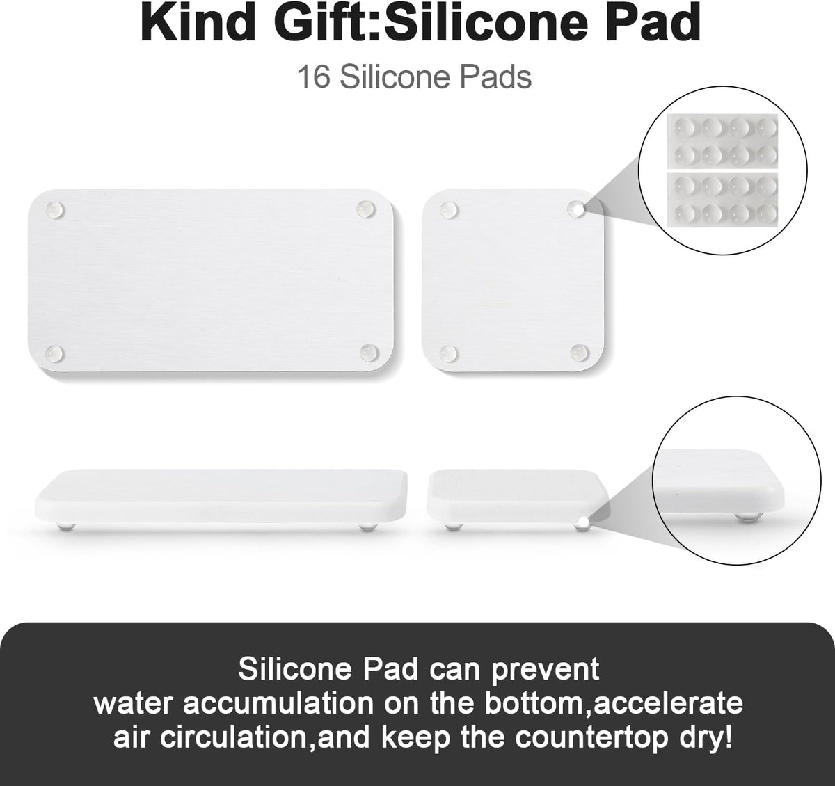 Water Absorbing Stone Tray for Sink | Quick Drying Diatomaceous Earth Coasters | Soap Dish Holder & Toothbrush Holder for Bathroom Counter | Hand Soap & Plant & Toiletries | White 4-Pack