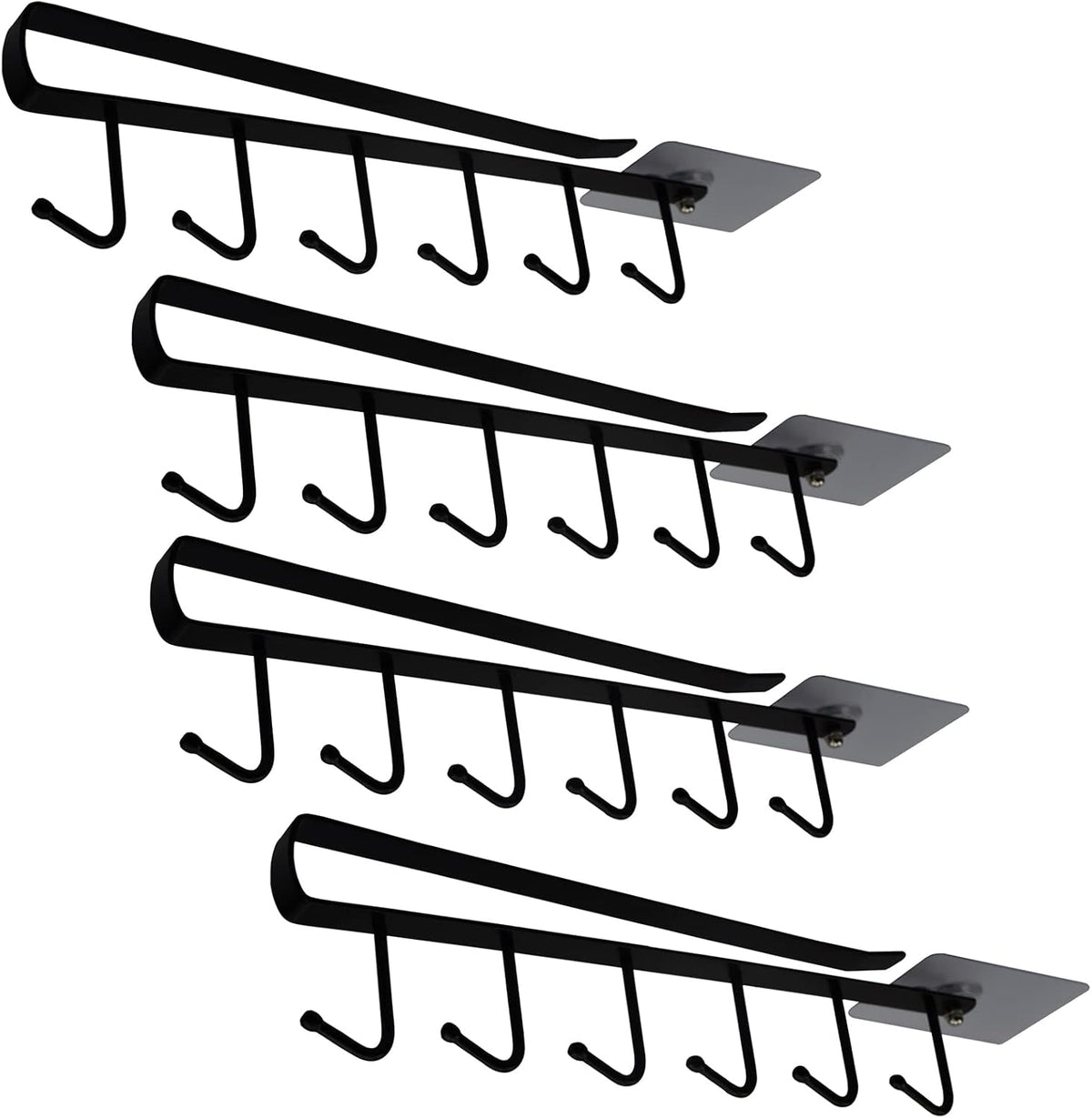 eywlwaar Mug Cups Cabinet Mug Hooks Kitchen Storage Hanging Hooks (4 Pack-Black)