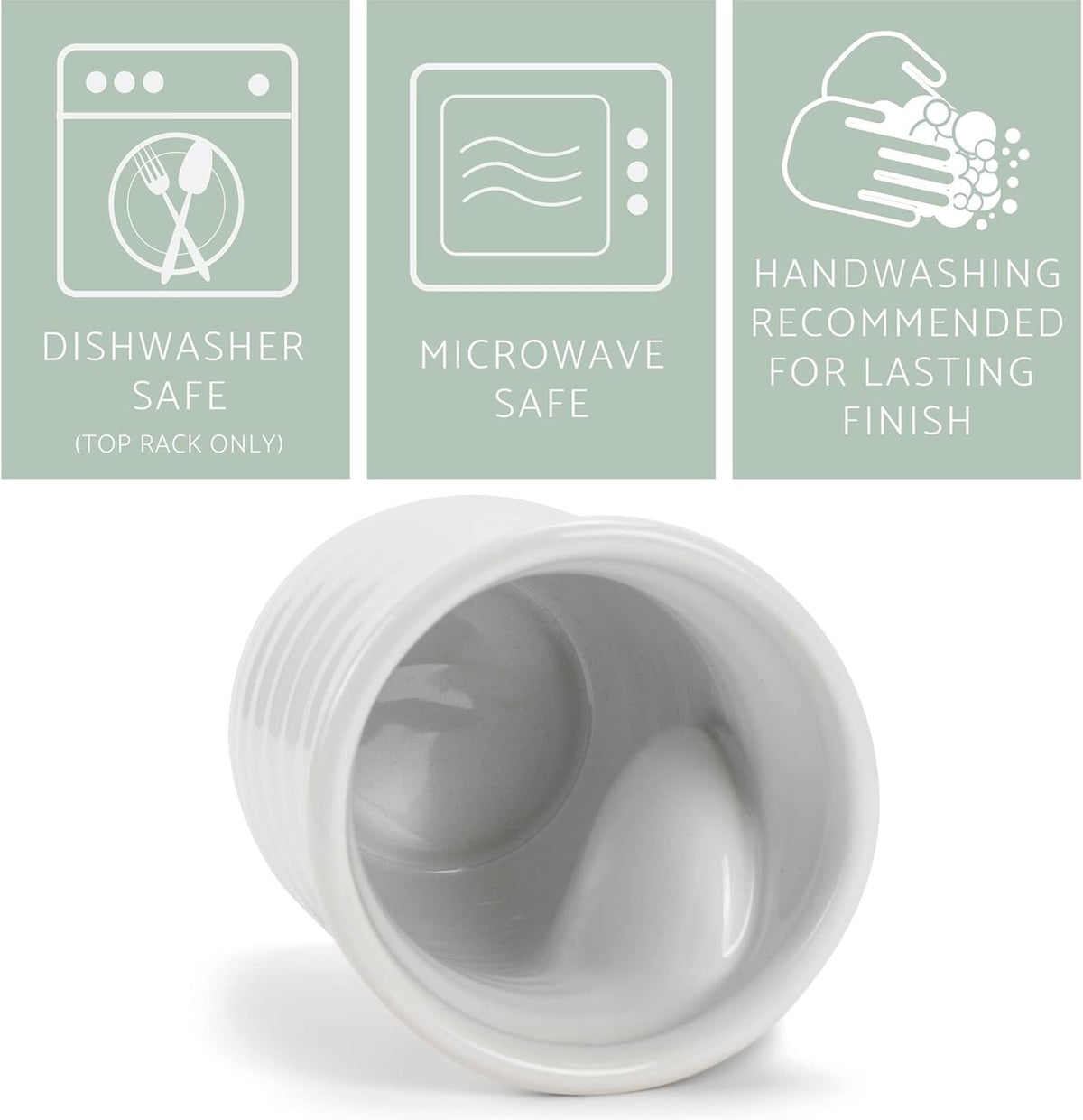 Elanze Designs Ribbed 14 ounce Ceramic Stoneware Handwarmer Mugs Set of 4, White