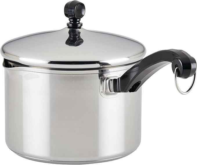 Farberware Classic Stainless Steel 3-Quart Covered Straining Saucepan - - Silver
