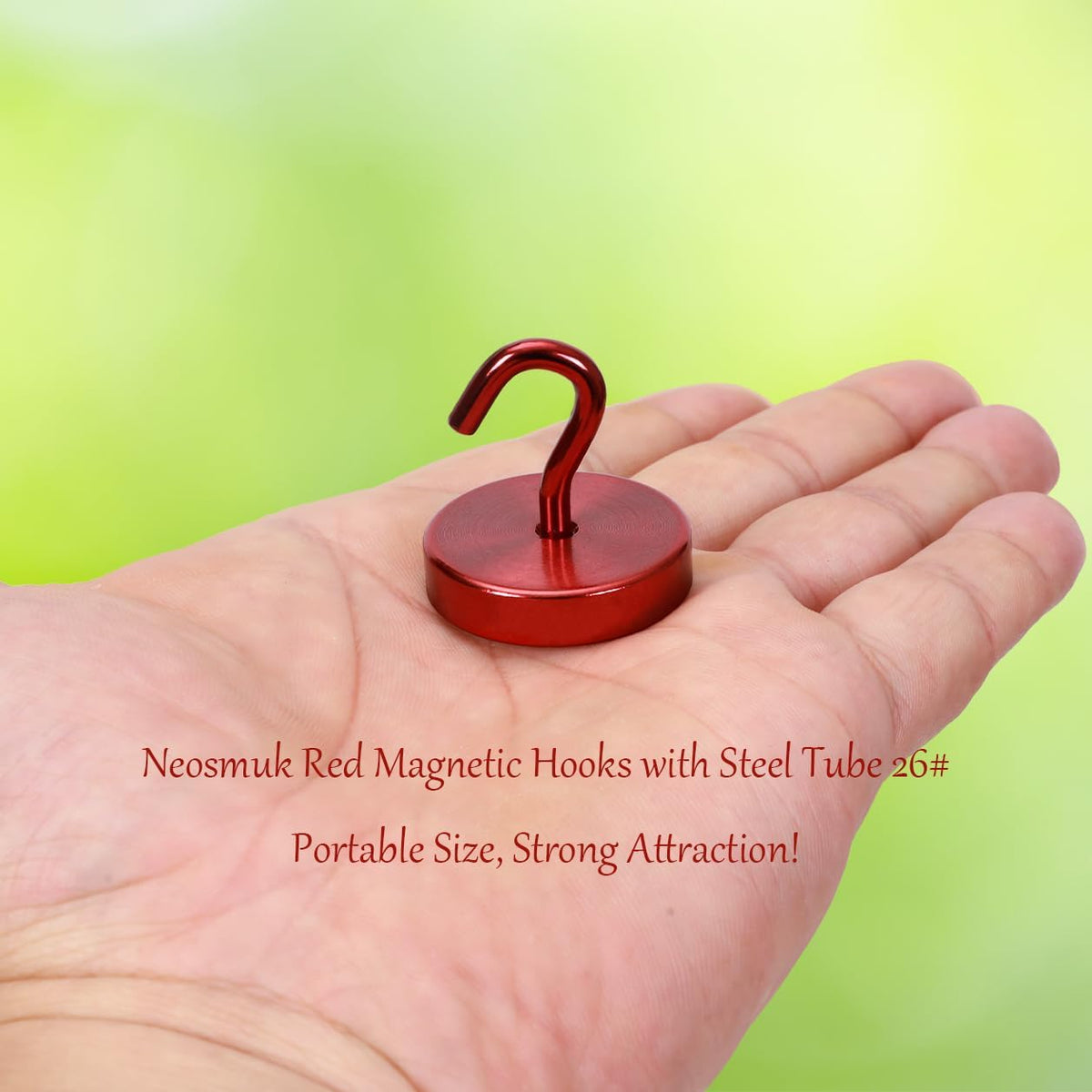 Neosmuk Magnetic Hooks, Cruise Ship Essentials, 100lb+ Heavy Duty Magnetic Hooks for Cruise Cabins, Refrigerator, Grill, Hanging, and Travel | Extra Strong Must-Haves Magnet Hook,Red