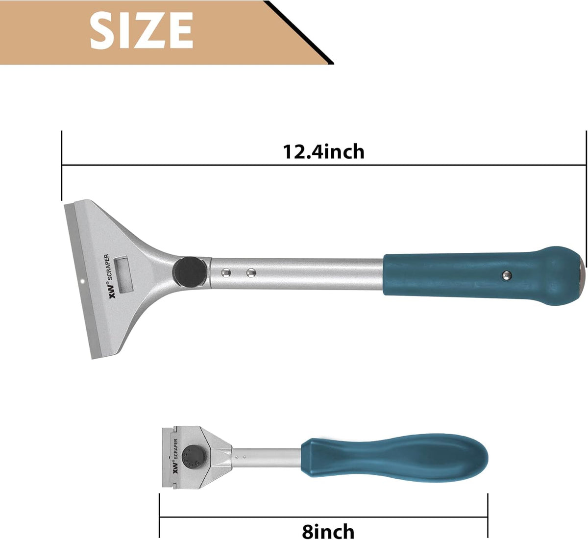 XW Razor Blade Paint Scraper Set, Heavy Duty Putty Knife with Quick Blade Change, Extra 20 PCS Blades Included, 2-Pack