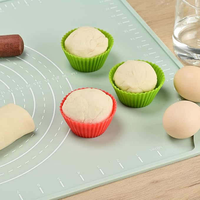 Silicone Pastry Mat 24"*16" Extra Thick Non Stick Baking Mat Food Grade Silicone Dough Rolling Bake Mat with Edge Heightening