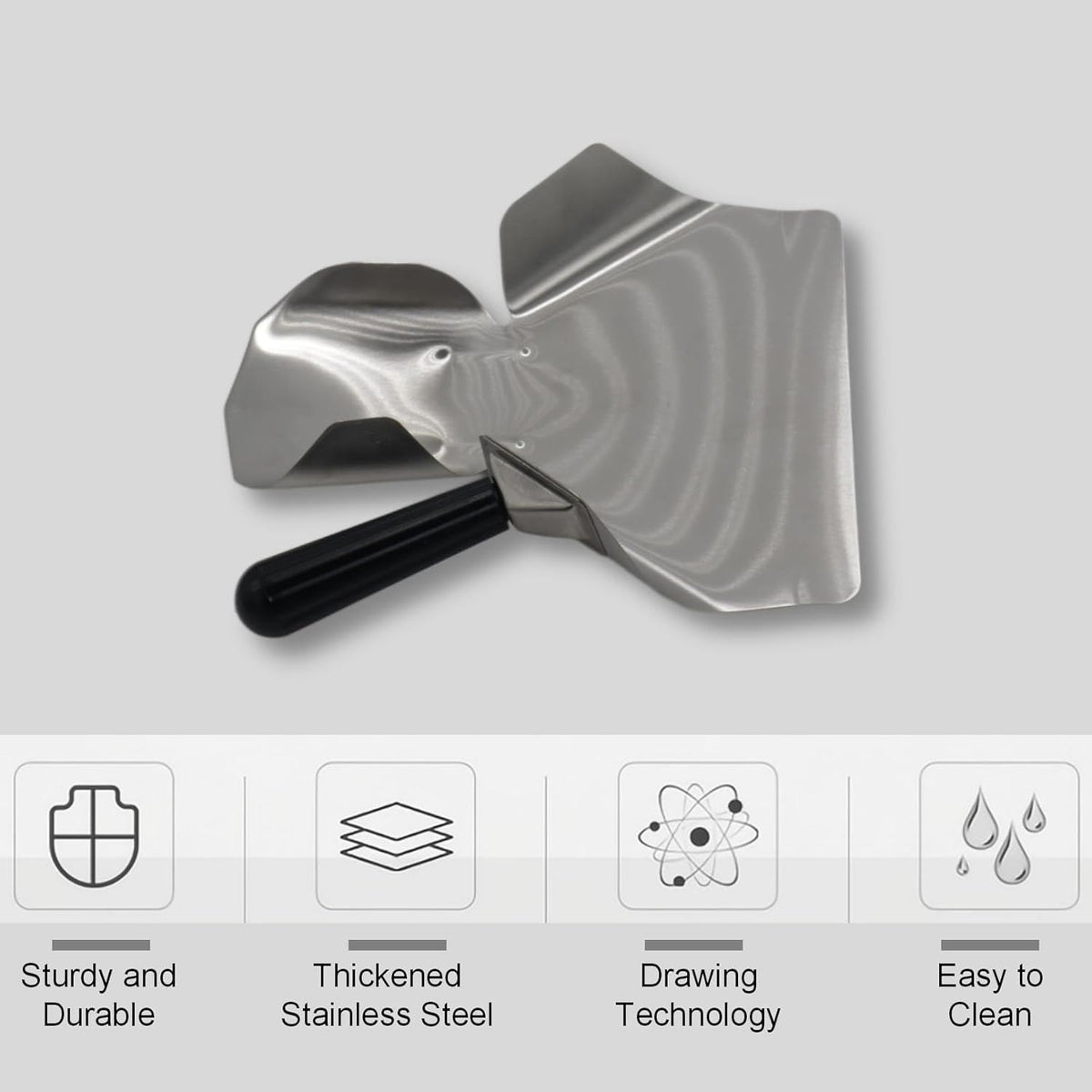 2-Pack Stainless Steel Popcorn Scoop Scooper - French Fry/Popcorn Quick-Fill Tool for Bagger Bags & Snack Machines (Desserts/Candy/Ice)