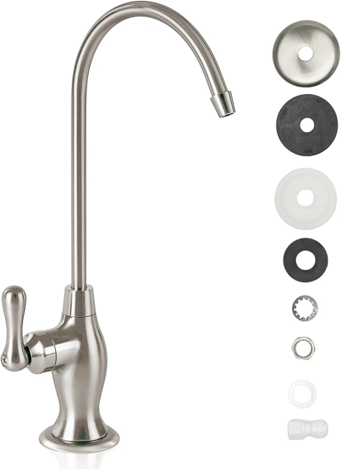 Brushed Nickel Reverse Osmosis Faucet, NSF Certified, Non‑Air Gap for Under Sink Water Filtration System, RO System Drinking Water Faucet, FLR-575BN