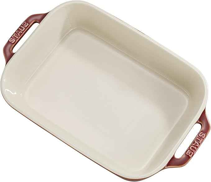 STAUB Ceramic Rectangular Baking Dish Set, 2 pc, Red