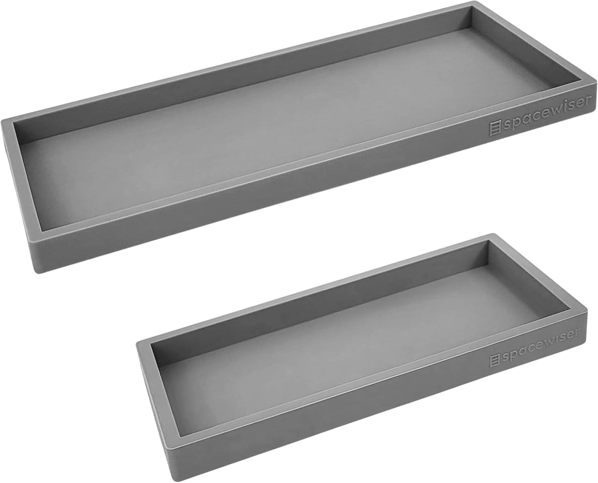 Countertop and Vanity Tray - 2 PC (11” and 7”) Shatterproof Silicone Kitchen and Bathroom Trays for Counter, Kitchen Soap Dispenser Tray, Vanity Trays for Bathroom, Perfume Key Tray