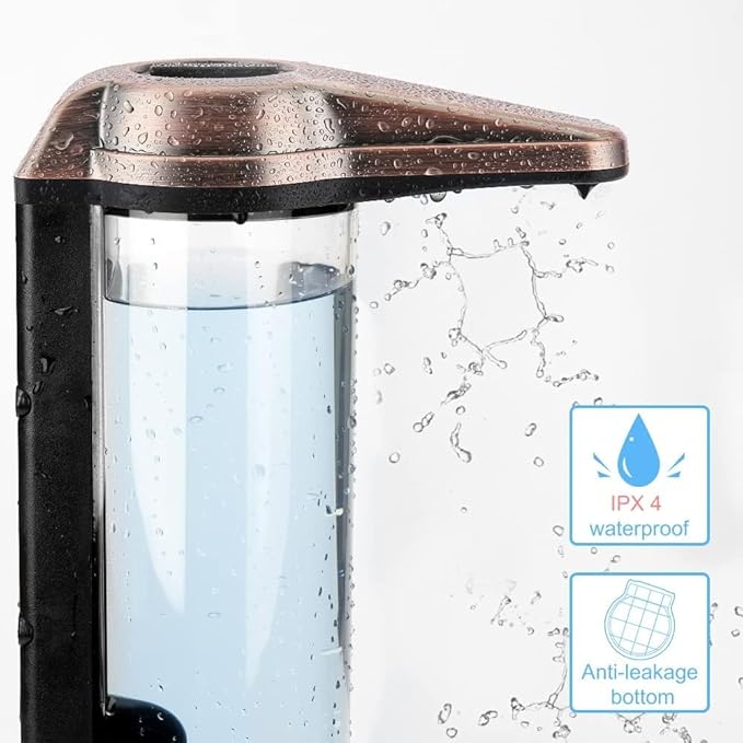 Secura 17oz Automatic Liquid Soap Dispenser, Touchless Battery Operated Hand Soap Dispenser with Adjustable Soap Dispensing Volume Control Dial, Personal Care Dispenser (Antique Copper)