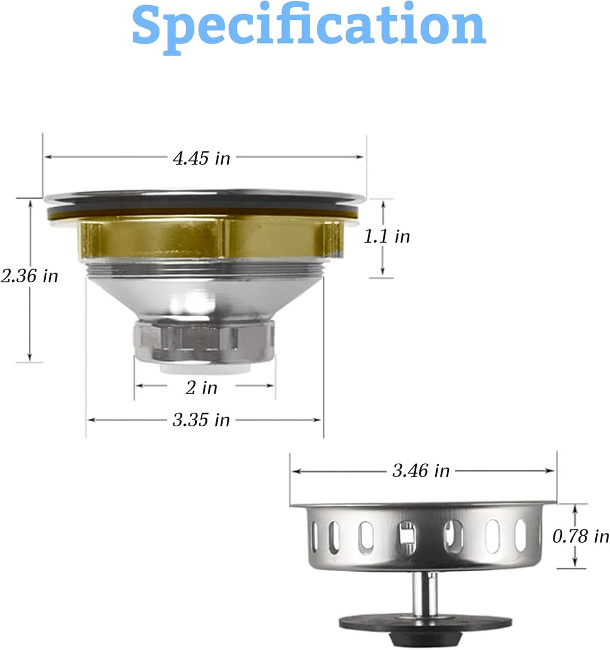 Metal World BS10101BN Post Style Sink Strainer, 3-1/2" Metal Kitchen Strainer, Cast Brass Body Basket Strainer, Strainer with Stainless Steel Basket, Brushed Nickel Finish 1 Pack