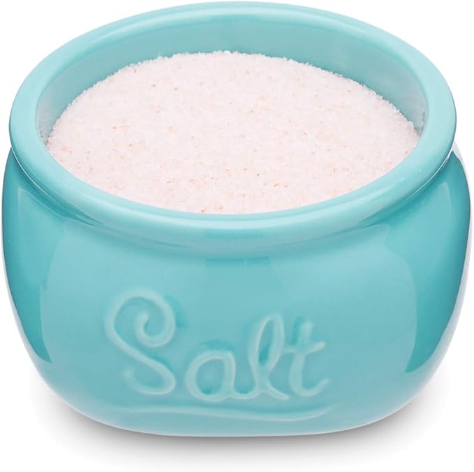 Fox Run Vintage Style Mason Jar Salt Cellar, Blue Ceramic with White Lid, 1 Cup Capacity